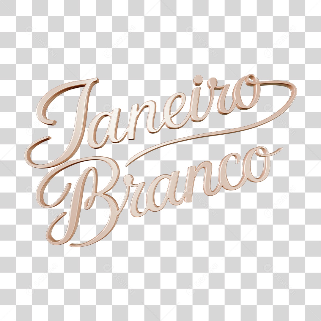 Texto 3D Janeiro Branco PNG Transparente