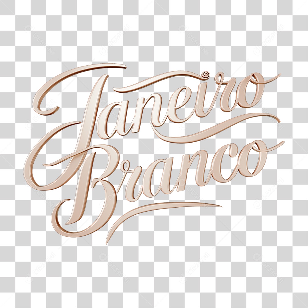 Texto 3D Janeiro Branco PNG Transparente