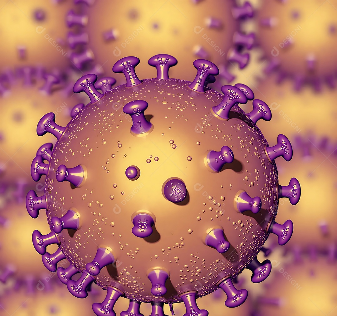 Bright 3D Purple Virus featuring a spherical surface with textured tips