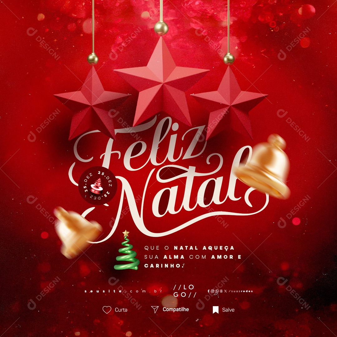 Feliz Natal 25 de Dezembro Alma com Amor e Carinho Social Media PSD Editável