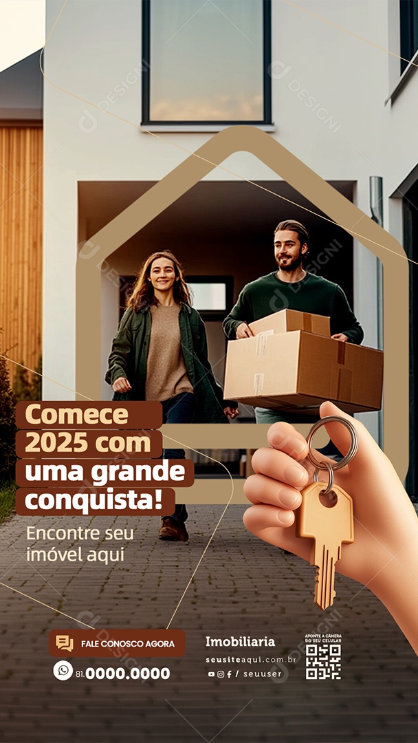 Story Imobiliária Comece 2025 com uma Grande Conquista Social Media PSD Editável