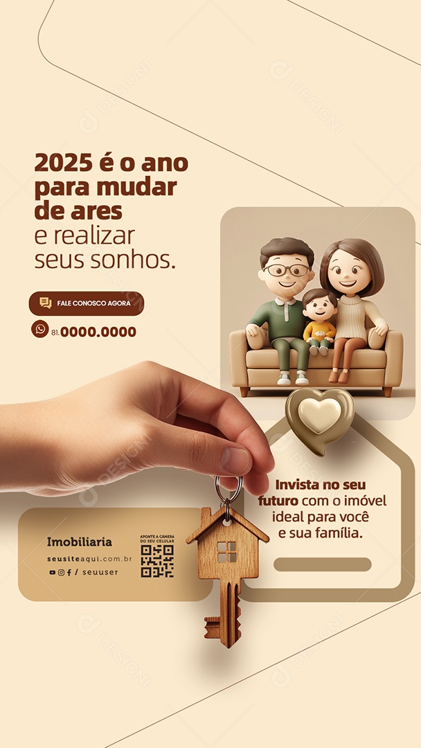 Story Imobiliária 2025 é o Ano para Mudar de Ares Social Media PSD Editável