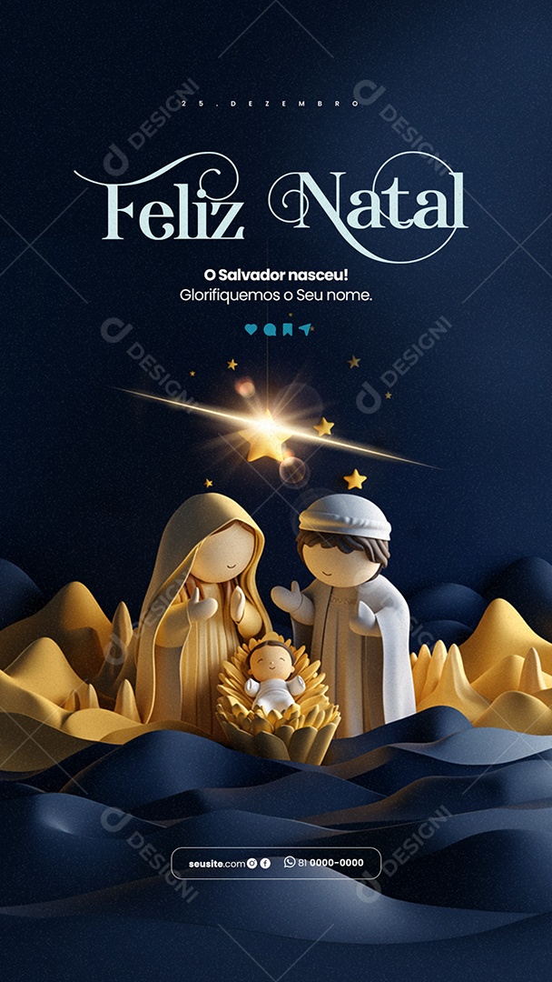 Story Feliz Natal 25 de Dezembro Nascimento de Jesus Social Media PSD Editável