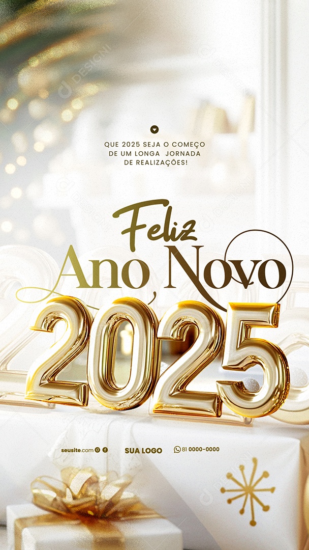 Story Feliz 2025 Ano Novo 01 de Janeiro Social Media PSD Editável