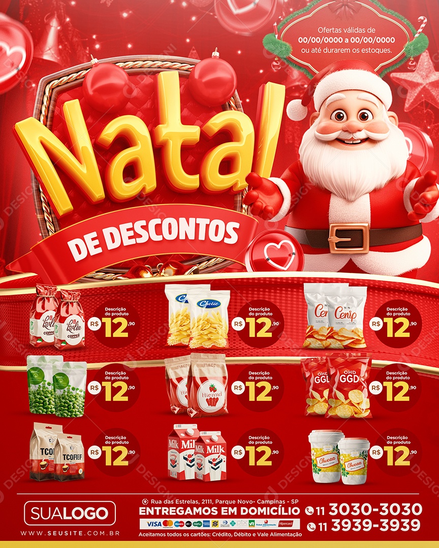 Tabloide Natal De Descontos Supermercado Social Media PSD Editável