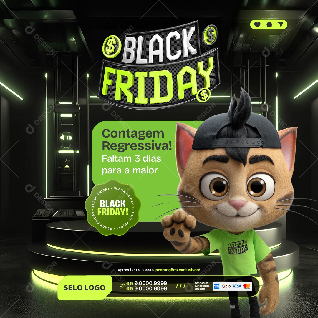 Black Friday Lojas Contagem Regressiva Social Media PSD Editável