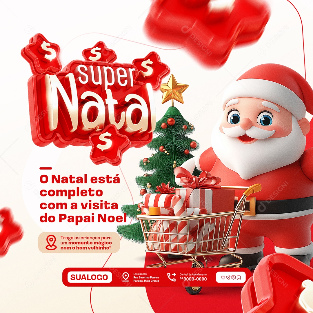 Super Natal Supermercado o Natal Está Completo Social Media PSD Editável