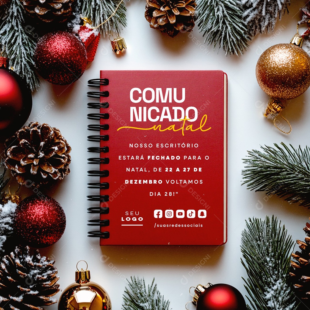 Comunicado de Natal Social Media PSD Editável