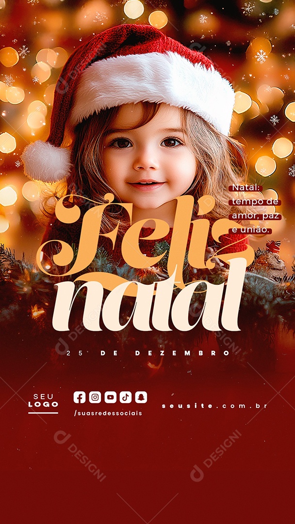 Story Social Media Feliz Natal 25 de Dezembro PSD Editável