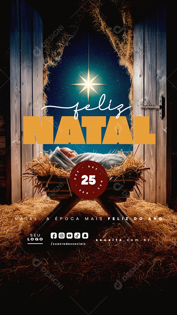 Story Feliz Natal Religioso 25 de Dezembro Social Media PSD Editável