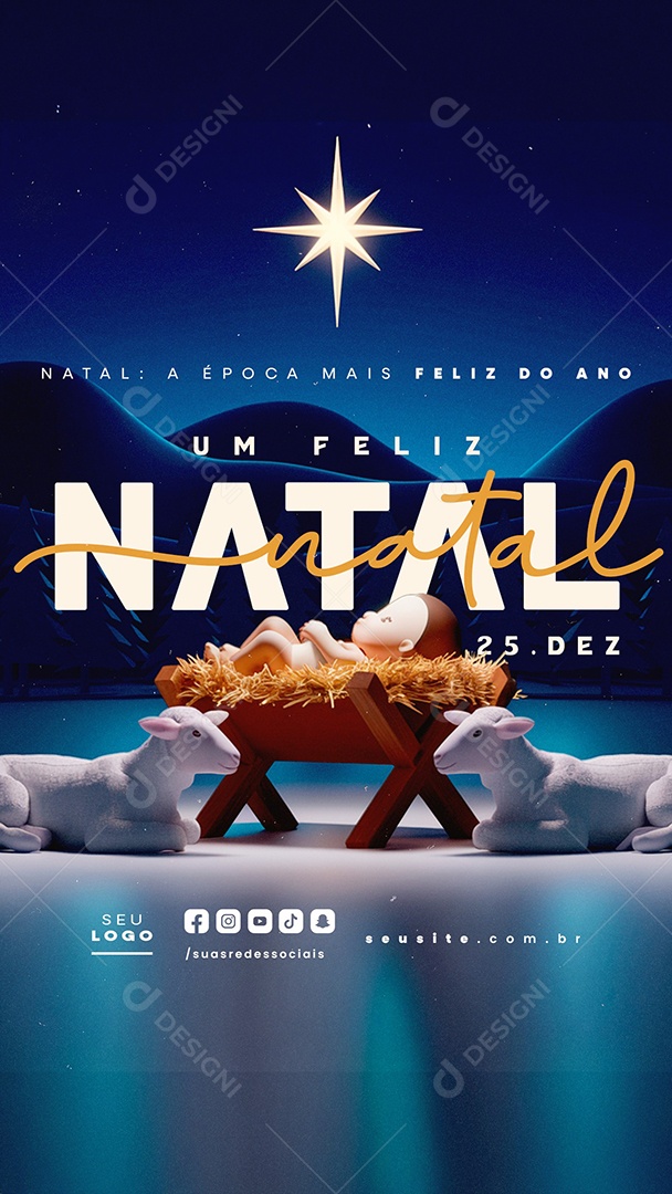 Story Feliz Natal Religioso 25 de Dezembro Social Media PSD Editável