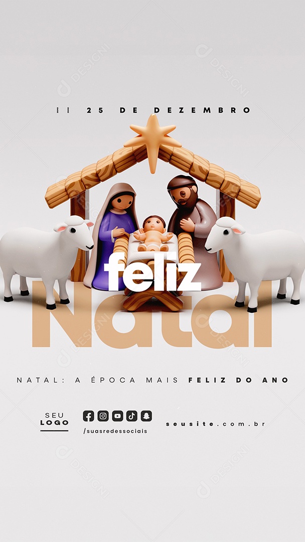 Story Feliz Natal Religioso 25 de Dezembro Social Media PSD Editável