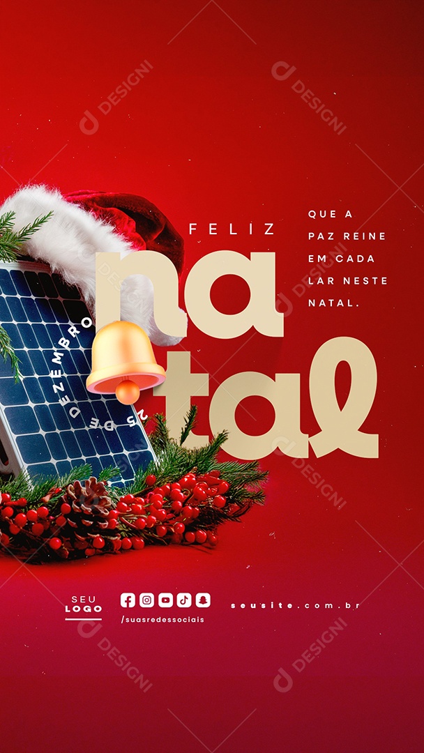 Story Feliz Natal 25 de Dezembro Energia Solar Social Media PSD Editável