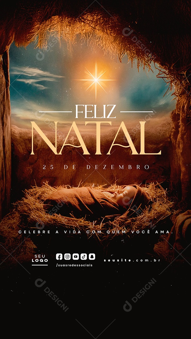 Story Feliz Natal Religioso 25 de Dezembro Social Media PSD Editável