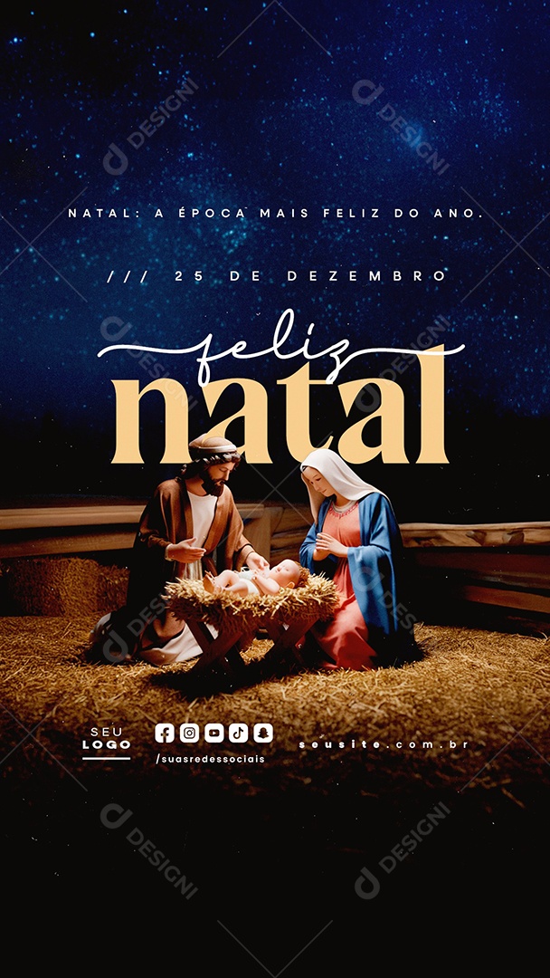 Story Social Media Feliz Natal Religioso 25 de Dezembro PSD Editável