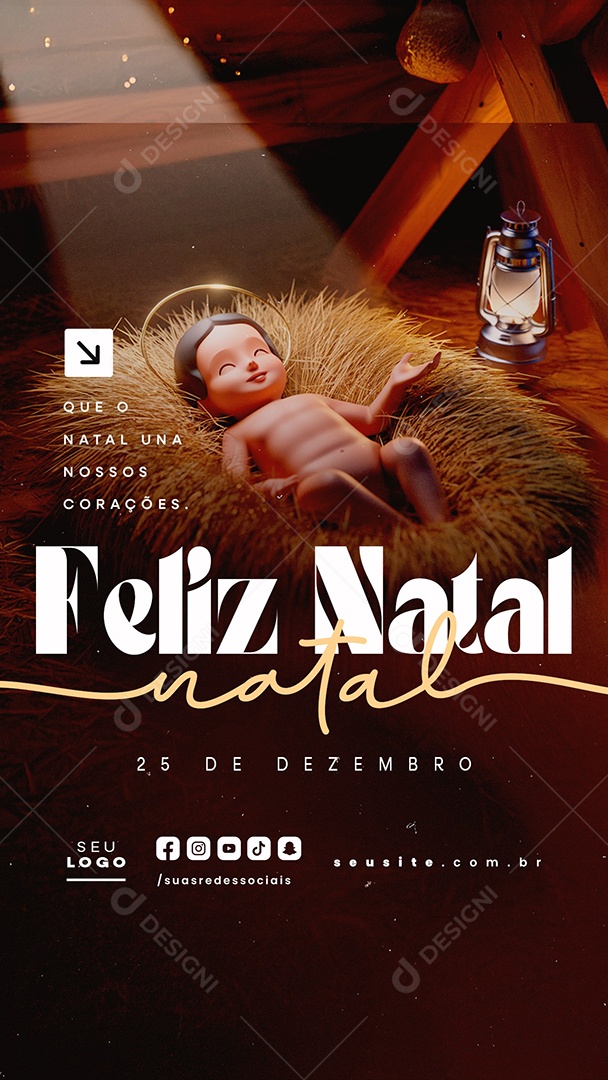 Story Social Media Feliz Natal Religioso 25 de Dezembro PSD Editável