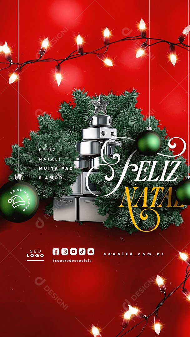 Story Feliz Natal 25 de Dezembro Eletrodomésticos Social Media PSD Editável