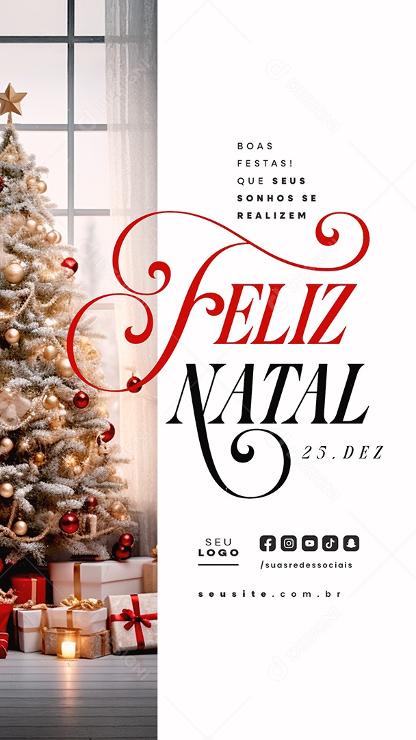 Story Social Media Feliz Natal 25 de Dezembro Boas Festas PSD Editável