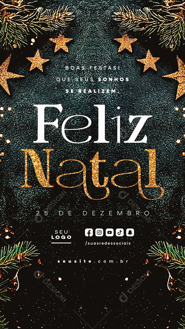 Story Feliz Natal 25 de Dezembro Boas Festas Social Media PSD Editável