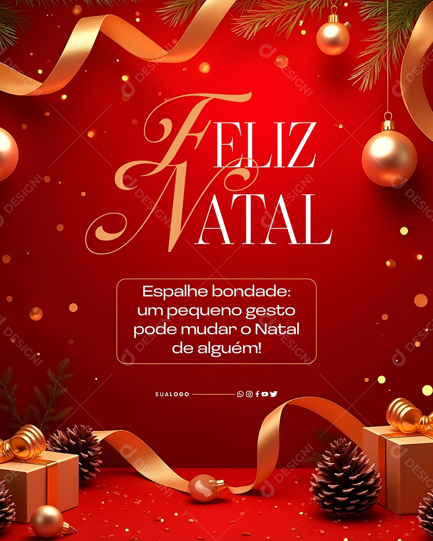 Feliz Natal 25 de Dezembro Espalhe Bondade Social Media PSD Editável