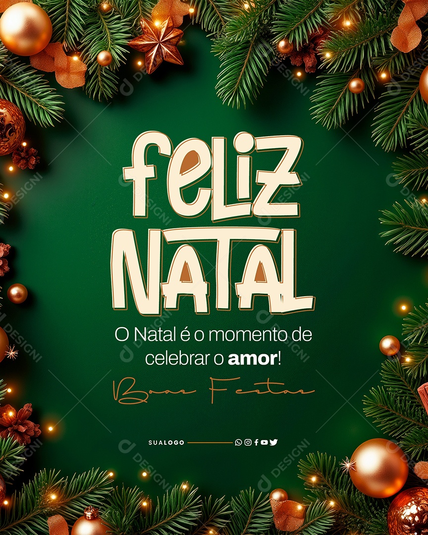 Feliz Natal 25 de Dezembro Celebre o Amor Social Media PSD Editável