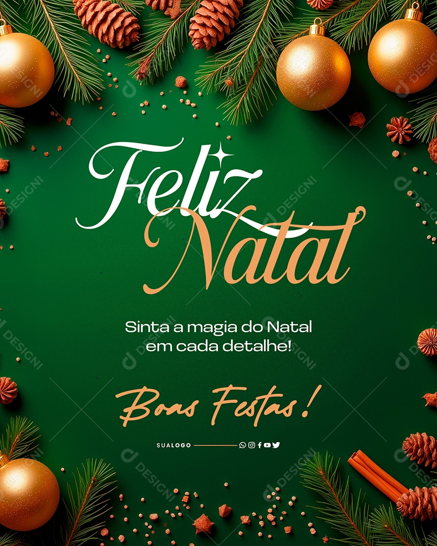 Feliz Natal 25 de Dezembro Boas Festas Social Media PSD Editável