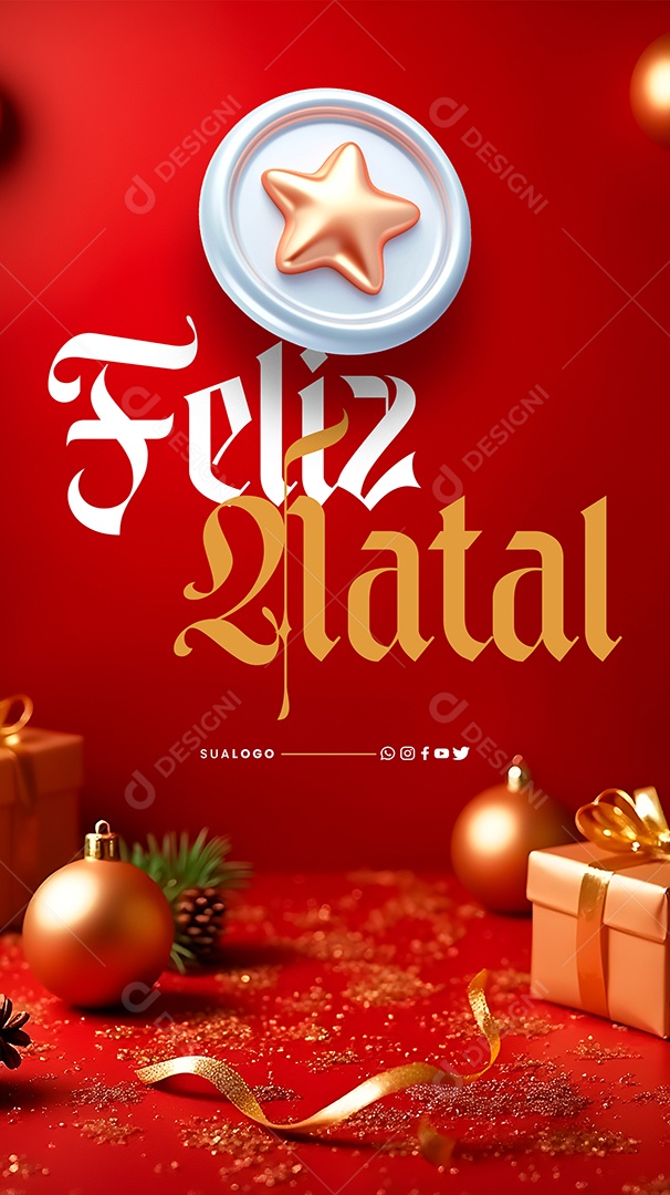 Story Feliz Natal 25 de Dezembro Social Media PSD Editável