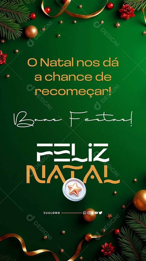 Story Feliz Natal 25 de Dezembro Boas Festas Social Media PSD Editável