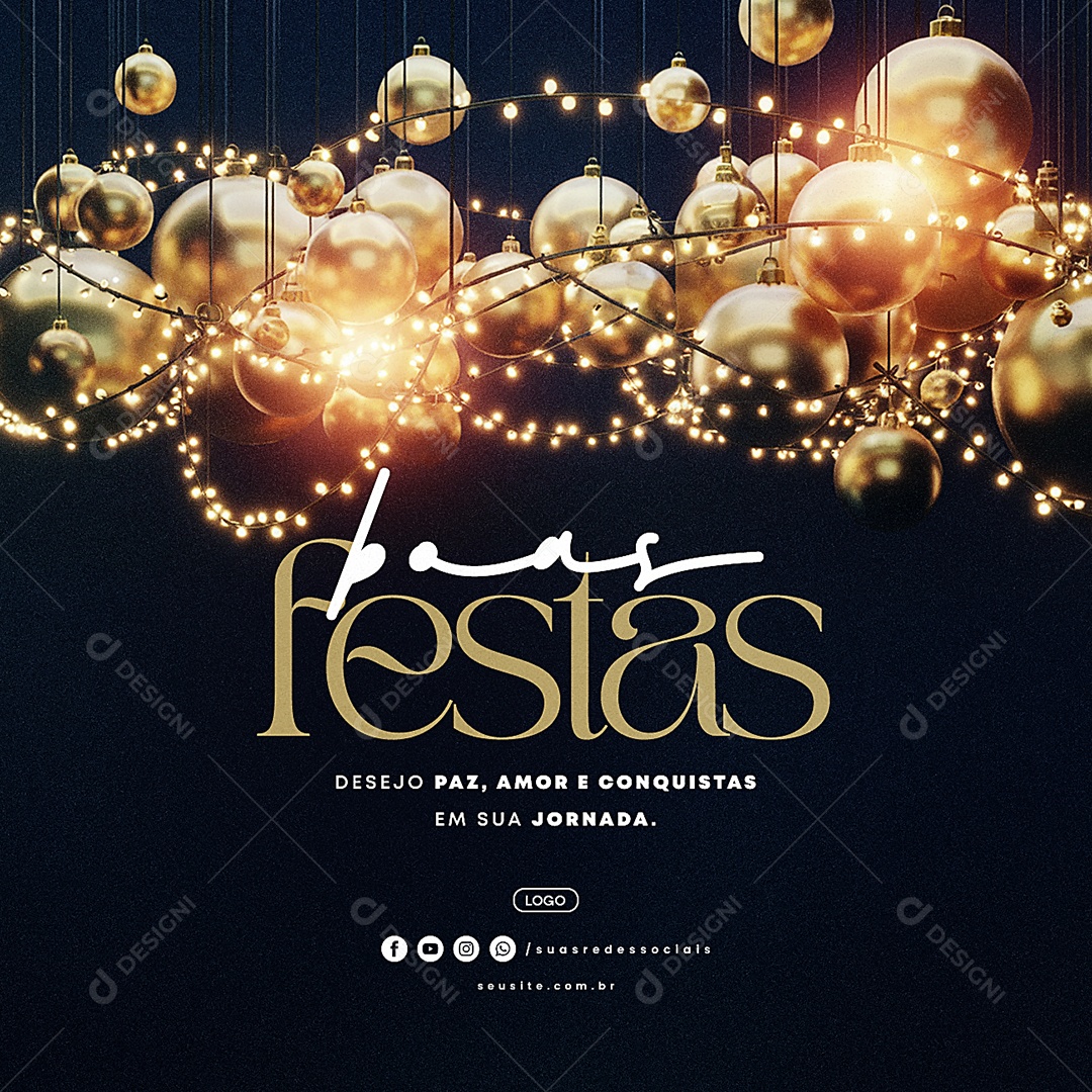 Boas Festas Desejo Paz Amor e Conquistas Social Media PSD Editável