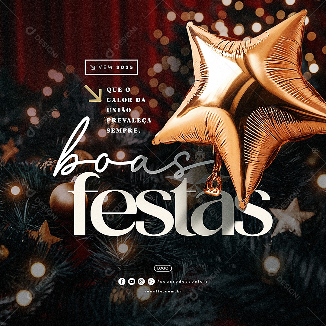 Boas Festas Vem 2025 Social Media PSD Editável