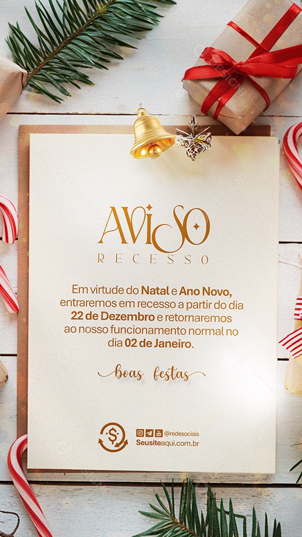 Story Recesso Natal Ano Novo Boas Festas Social Media PSD Editável