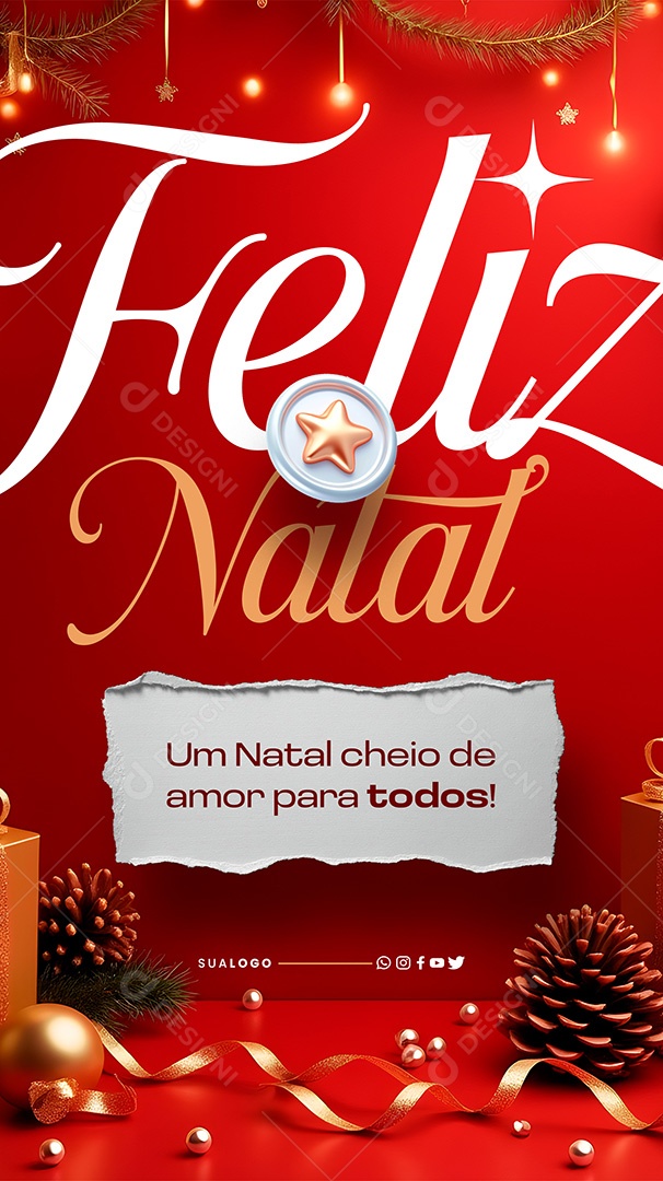 Story Feliz Natal 25 de Dezembro Natal Cheio de Amor Social Media PSD Editável