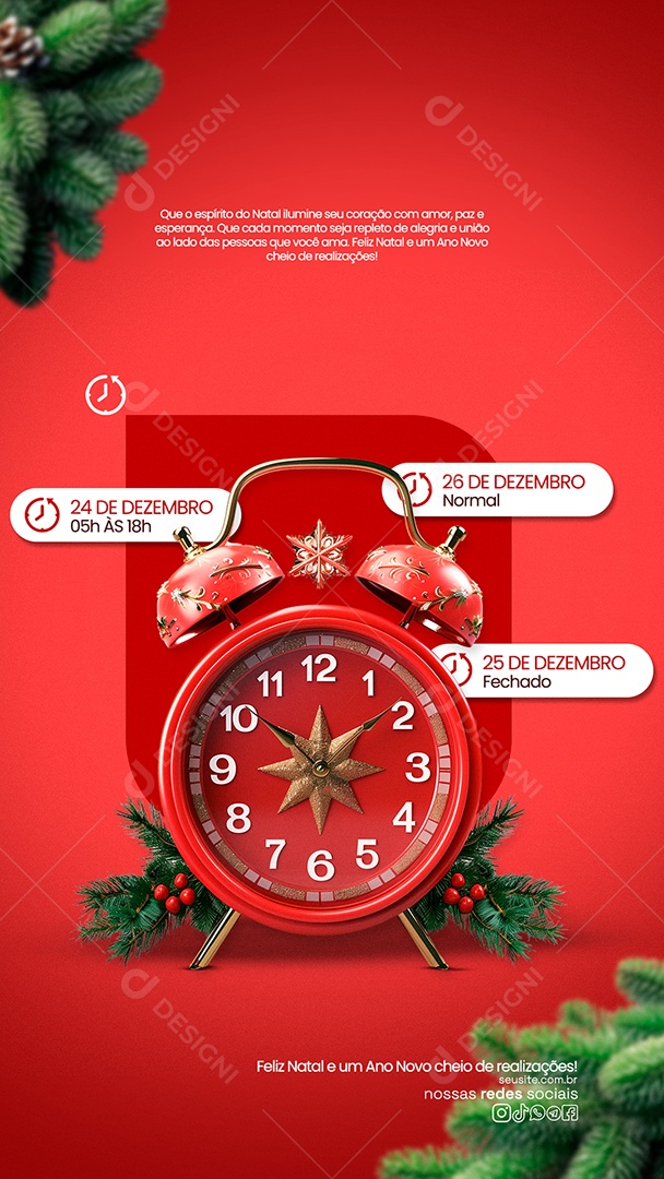 Elemento 3D Relógio de Natal Para Composição PSD