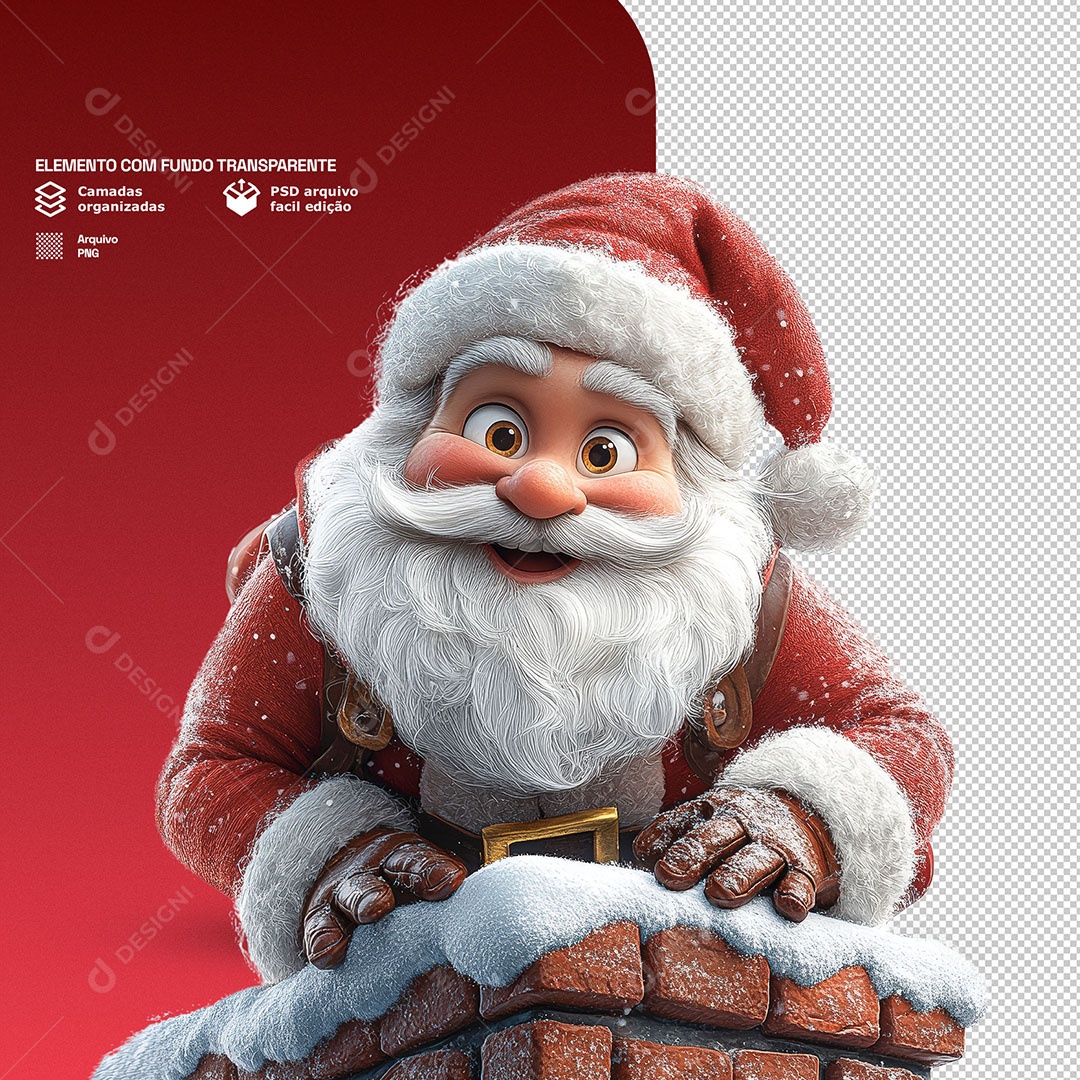 Personagem 3D Papai Noel para Composição PSD