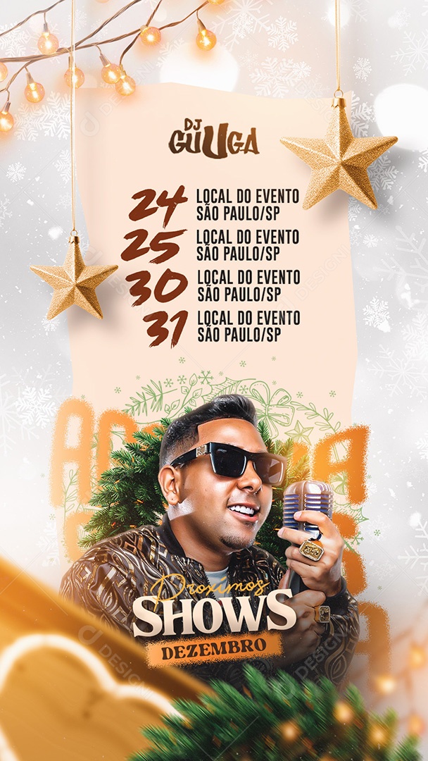 Flyer Próximos Shows Dezembro Natal Story Social Media PSD Editável