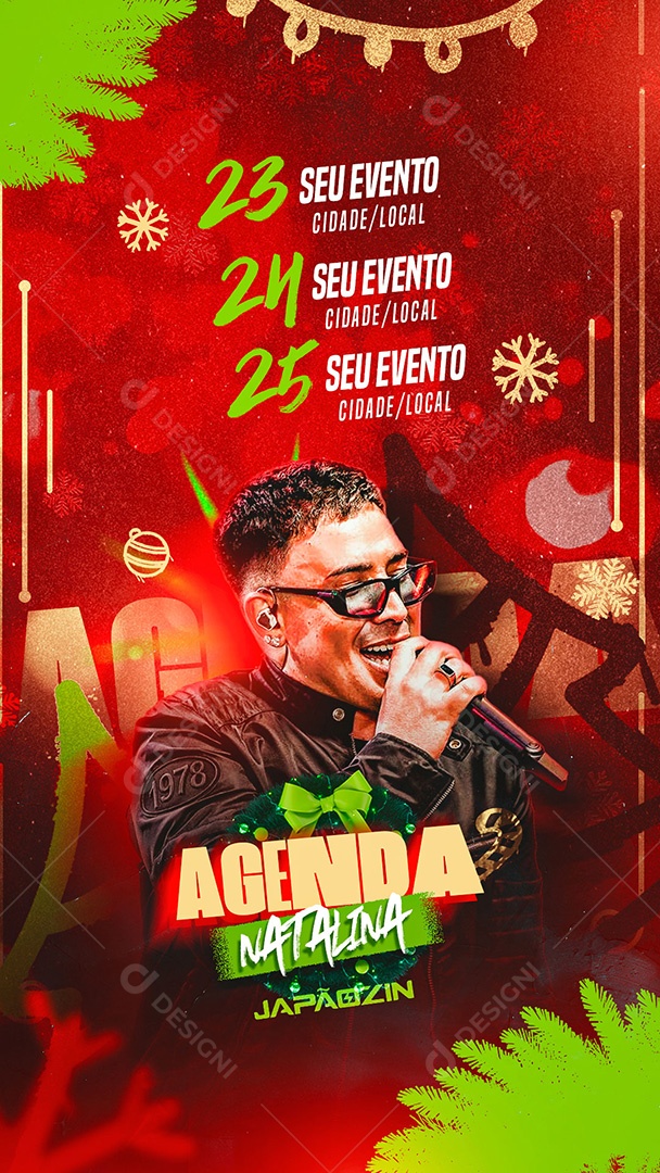 Flyer Agenda de Shows Japãozin Natal Story Social Media PSD Editável