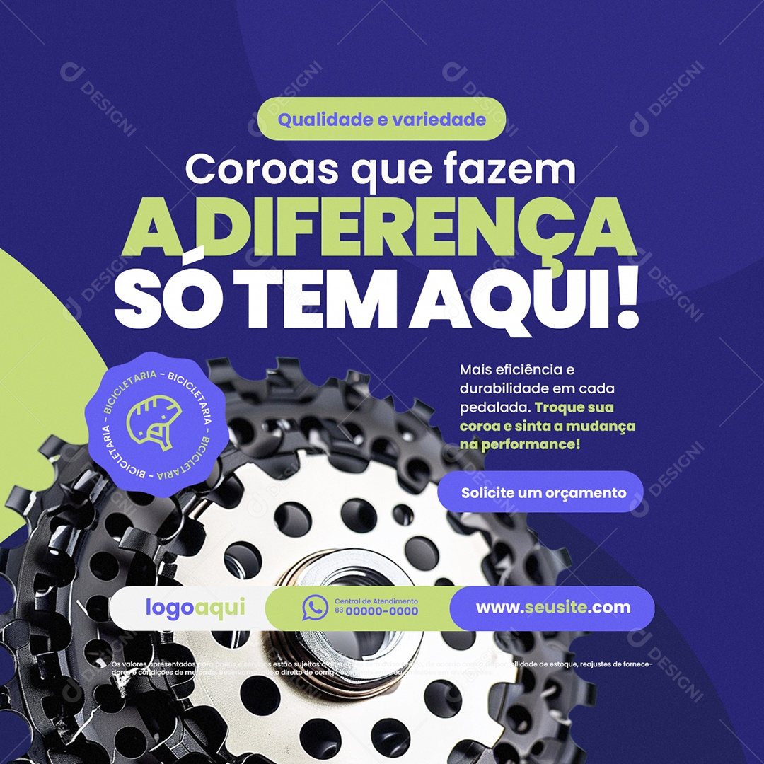 Bicicletaria Coroas Que Fazem a Diferença Só Tem Aqui Social Media PSD Editável