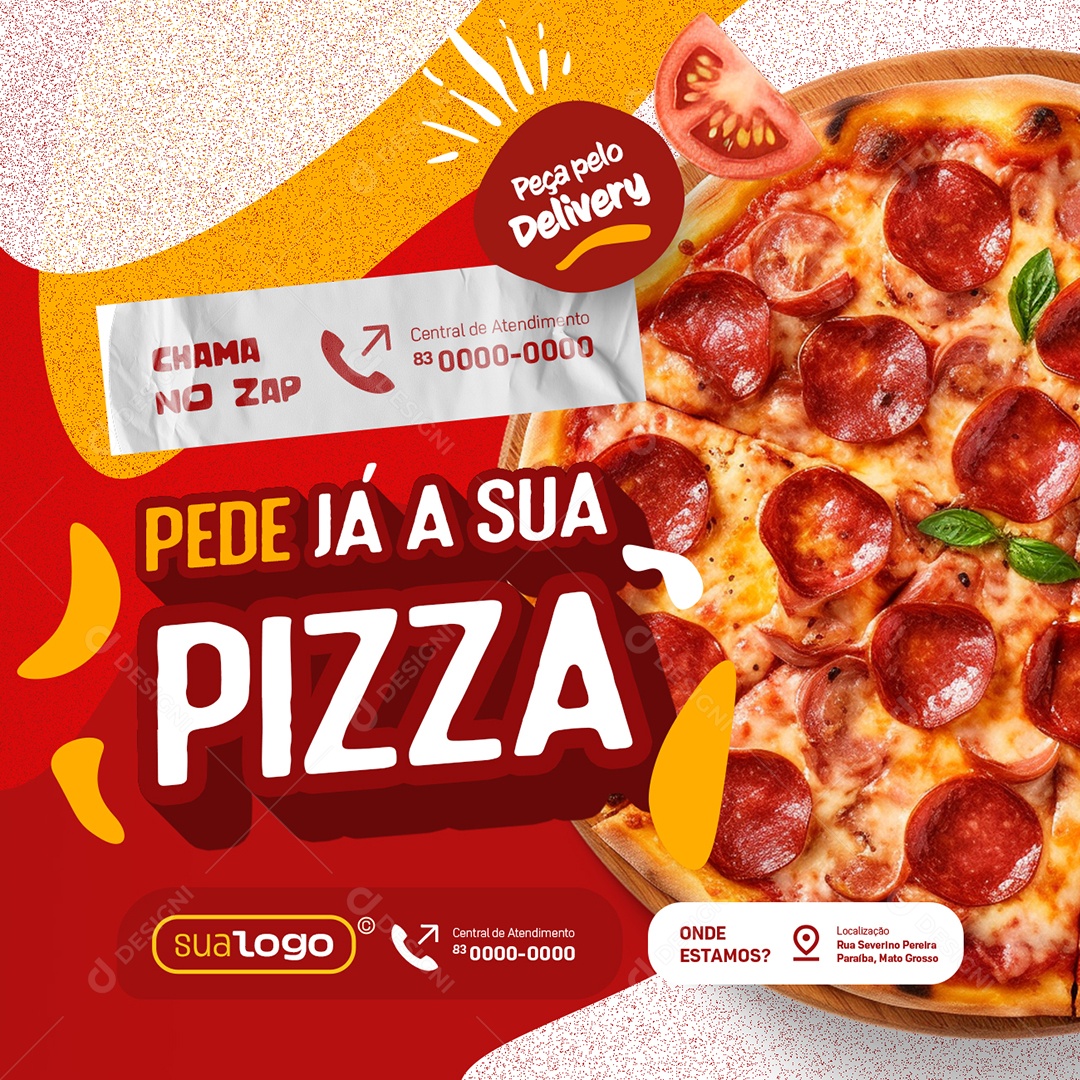 Fast Food Pede Your Pizza Ask for Delivery Social Media PSD Editable