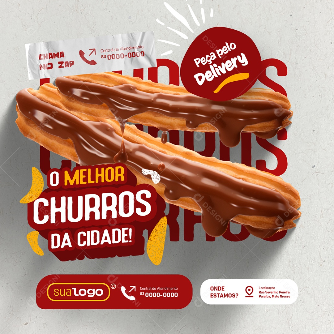 Fast Food The Best Churros of the City Piece by Delivery Social Media PSD Editable