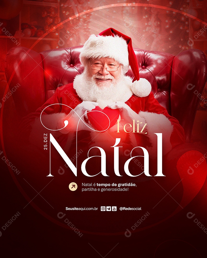 Feliz Natal 25 de Dezembro Social Media PSD Editável