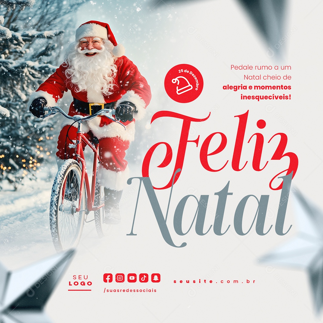 Feliz Natal 25 De Dezembro Bicicletaria Loja de Bicicletas Social Media PSD Editável