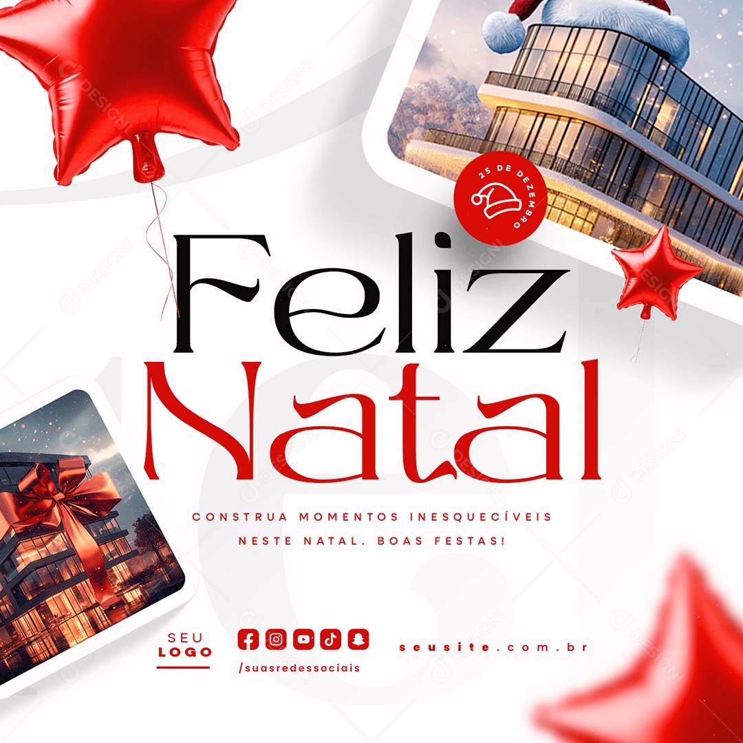 Feliz Natal 25 De Dezembro Hotel Social Media PSD Editável