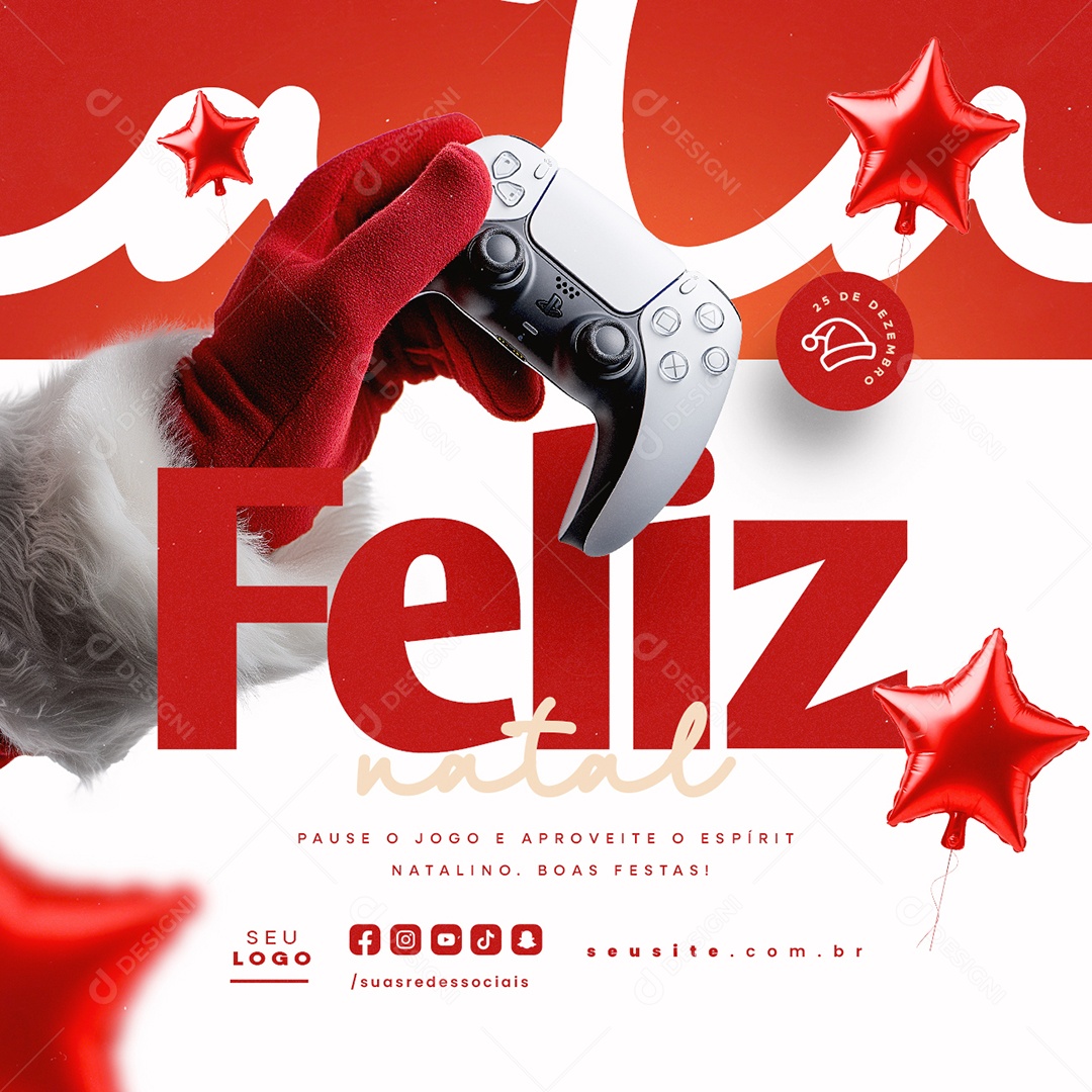 Feliz Natal 25 De Dezembro Games Loja Gamer Social Media PSD Editável