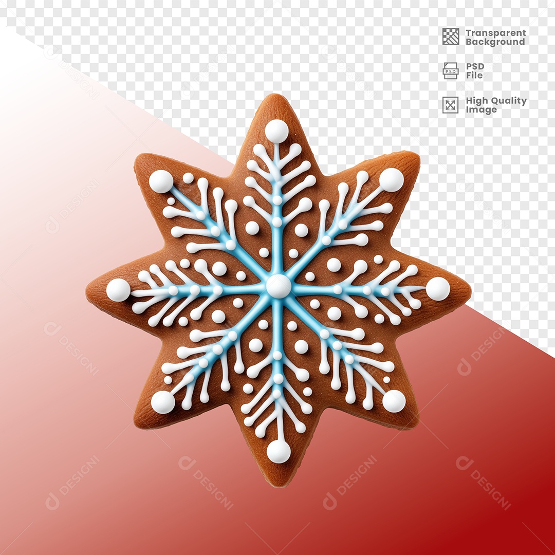 Christmas Star Format cookie 3D Element for Composition PSD