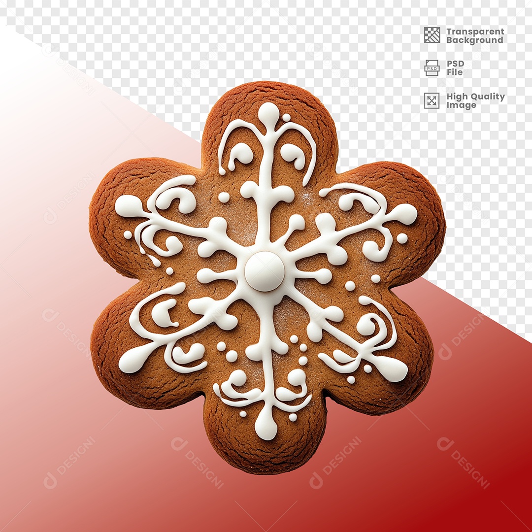 Biscoito em Formato de Flor de Natal Elemento 3D para Composição PSD