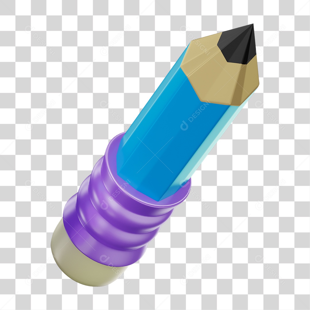 Elemento 3D Lápis de Escrever PNG Transparente