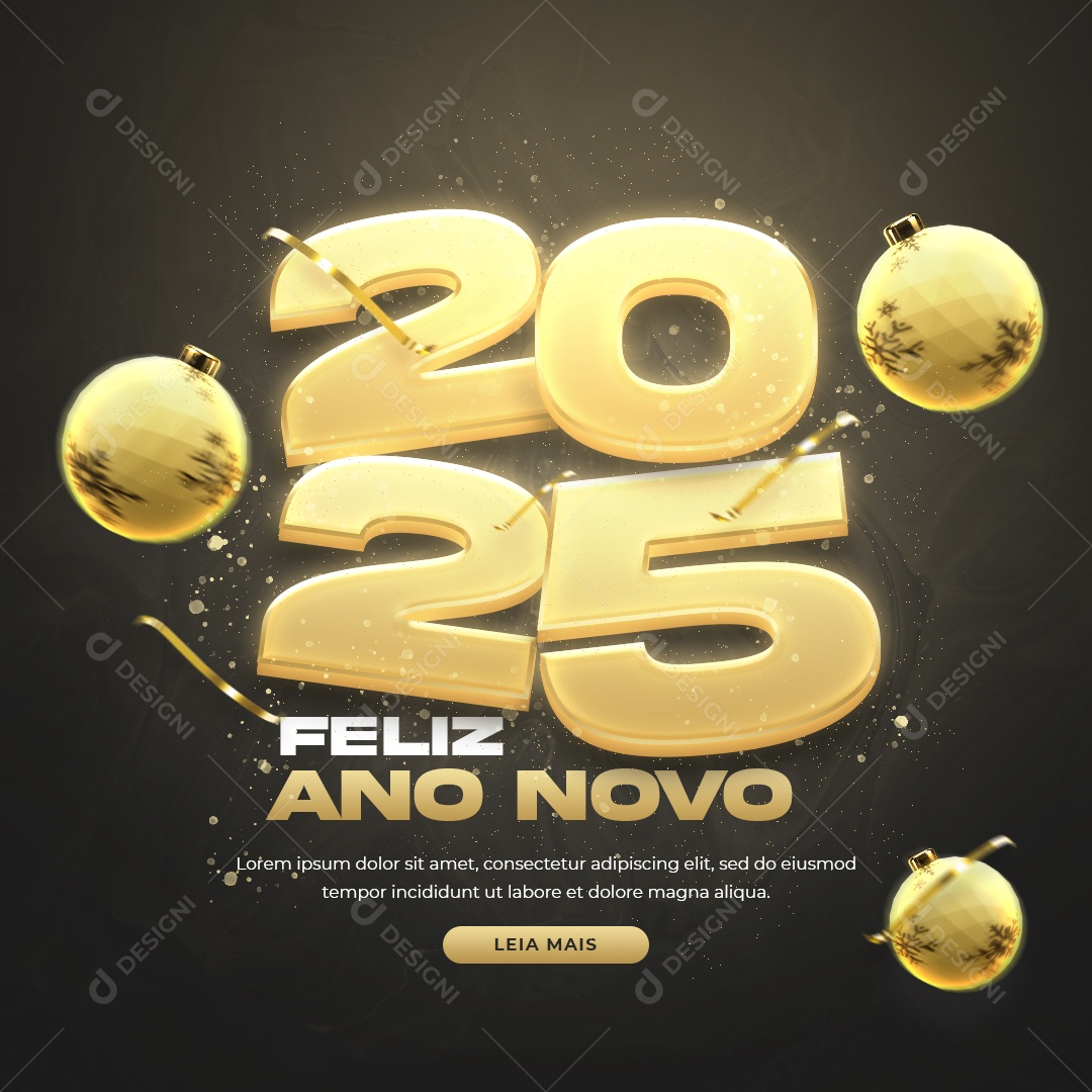 Post Feliz Ano Novo 01 de Janeiro Bem Vindo 2025 Social Media PSD Editável