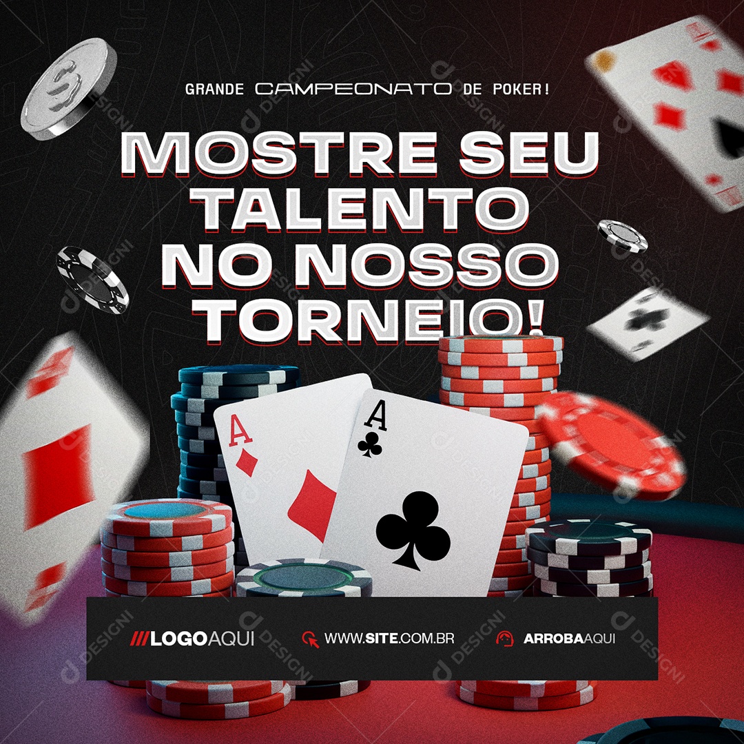 Poker Mostre seu Talento no Nosso Torneio Social Media PSD Editável