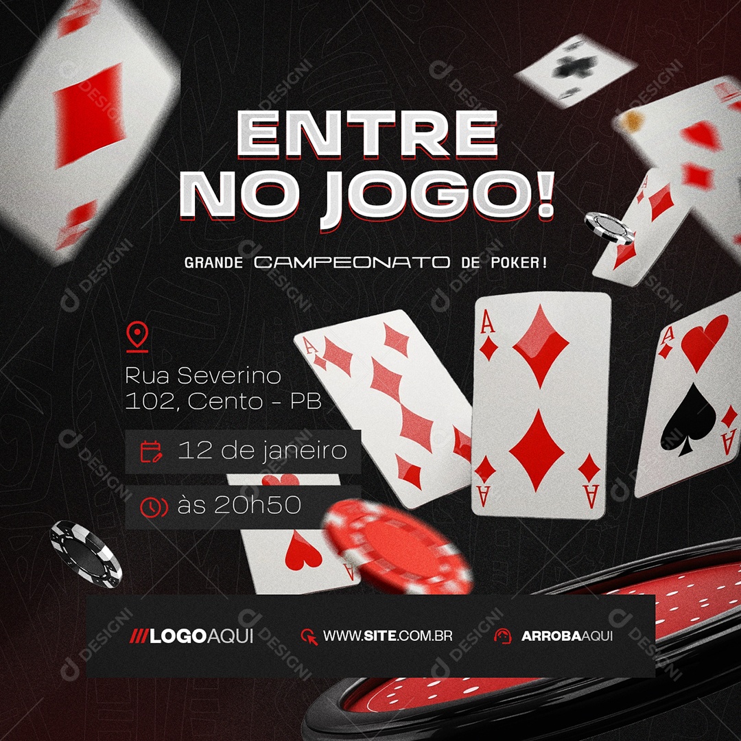 Poker Entre No Jogo Social Media PSD Editável