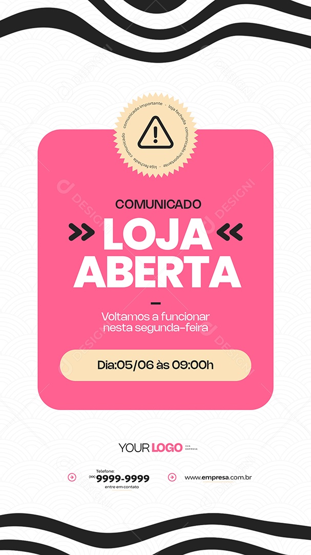 Story Comunicado Loja Aberta Social Media PSD Editável